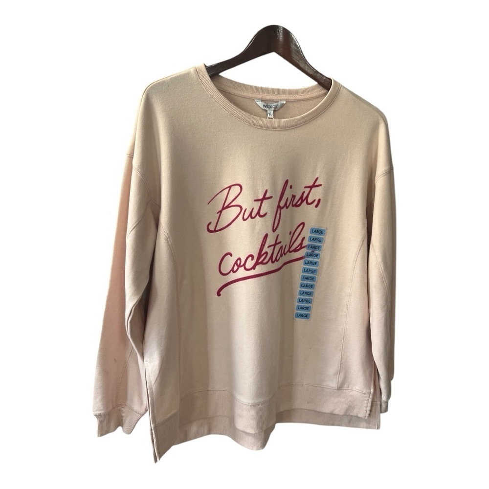 Wildfox  But First Cocktails Women Sweatshirt Size L NWT - Picture 2 of 8